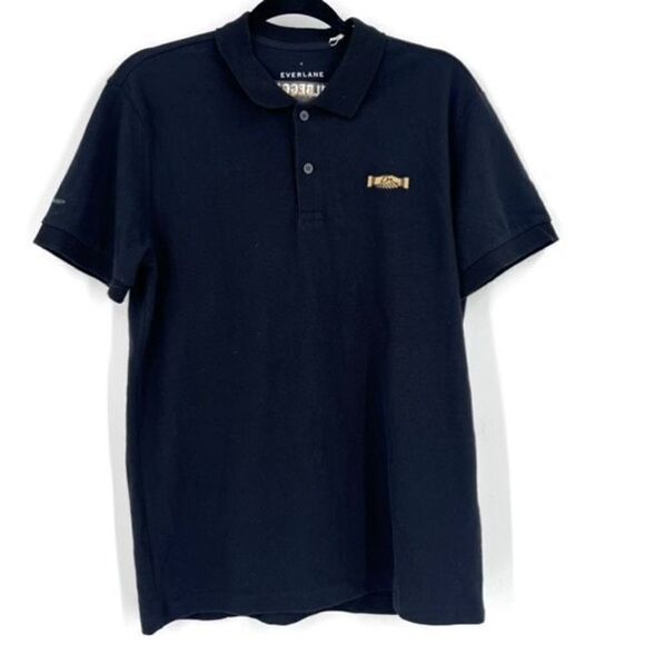 NWT Everlane Kilbeggan Men's Black Short Sleeve Pique Polo Shirt Size Medium - Picture 1 of 9